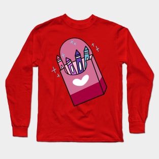 Pink Sparkly Crayon Box Long Sleeve T-Shirt